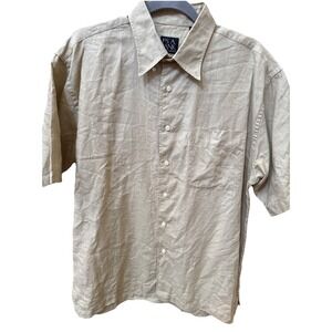 JoS A. Banks‎ Mens Large Green 100% Linen Short Sleeve Button Down Shirt